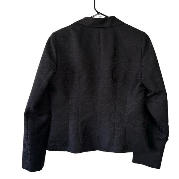 Nine West Black Floral Jacquard Button Down Blazer Jacket Size 10 - Picture 3 of 8